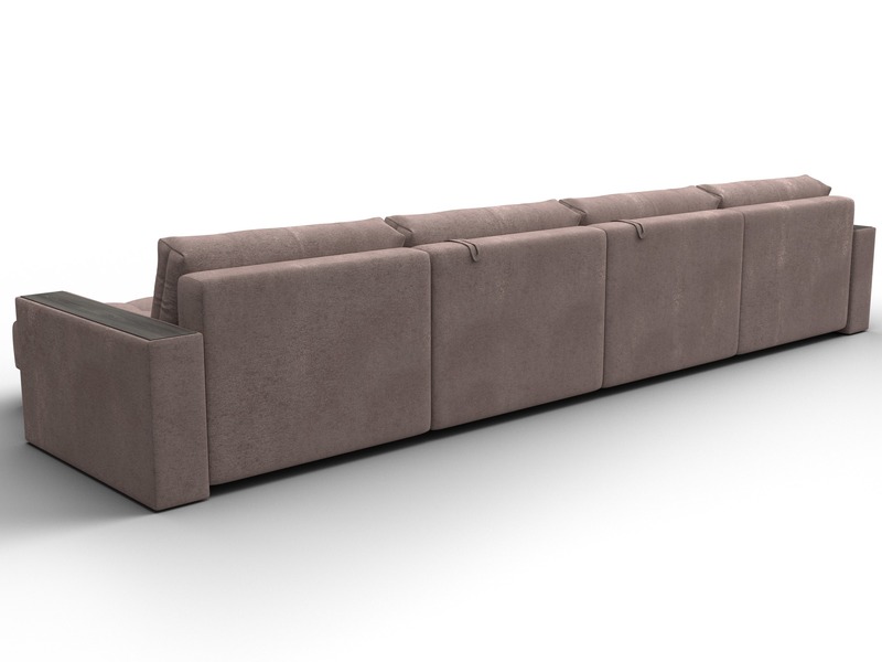 Диван П-образный с декором Лига-049 НПБ Лонг, Велюр, TOWER 05 бежевый