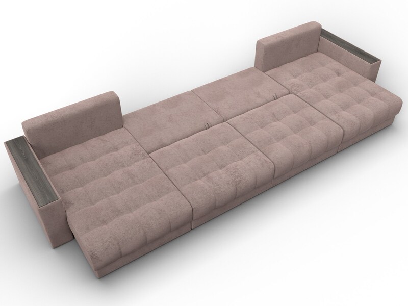 Диван П-образный с декором Лига-049 НПБ Лонг, Велюр, TOWER 05 бежевый