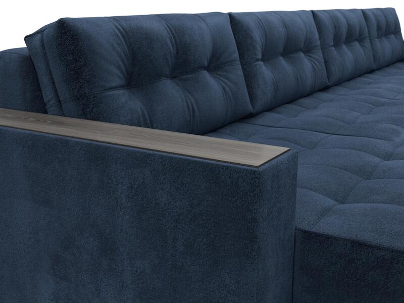 Диван П-образный с декором Лига-049 НПБ Лонг, Велюр, TOWER 13 синий