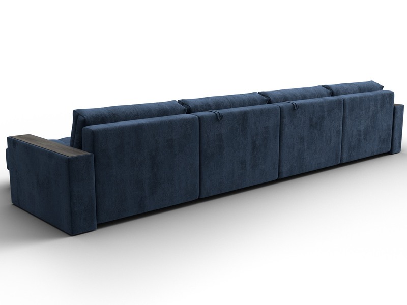 Диван П-образный с декором Лига-049 НПБ Лонг, Велюр, TOWER 13 синий