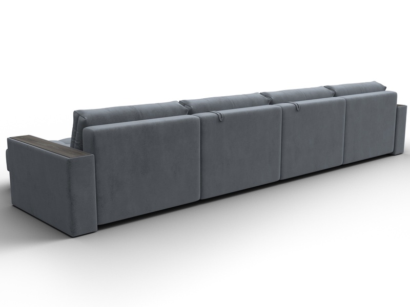 Диван П-образный с декором Лига-049 НПБ Лонг, Велюр, TOWER 10 серый