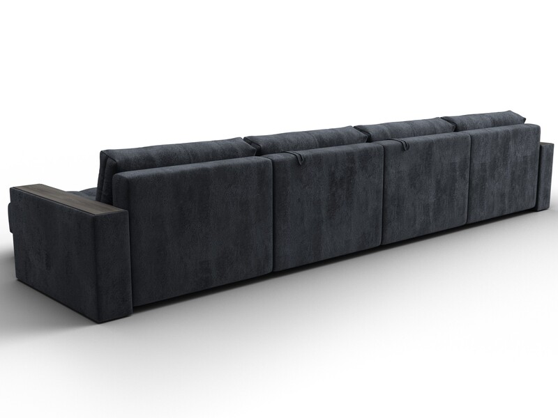 Диван П-образный с декором Лига-049 НПБ Лонг, Велюр, TOWER 11 темно-серый