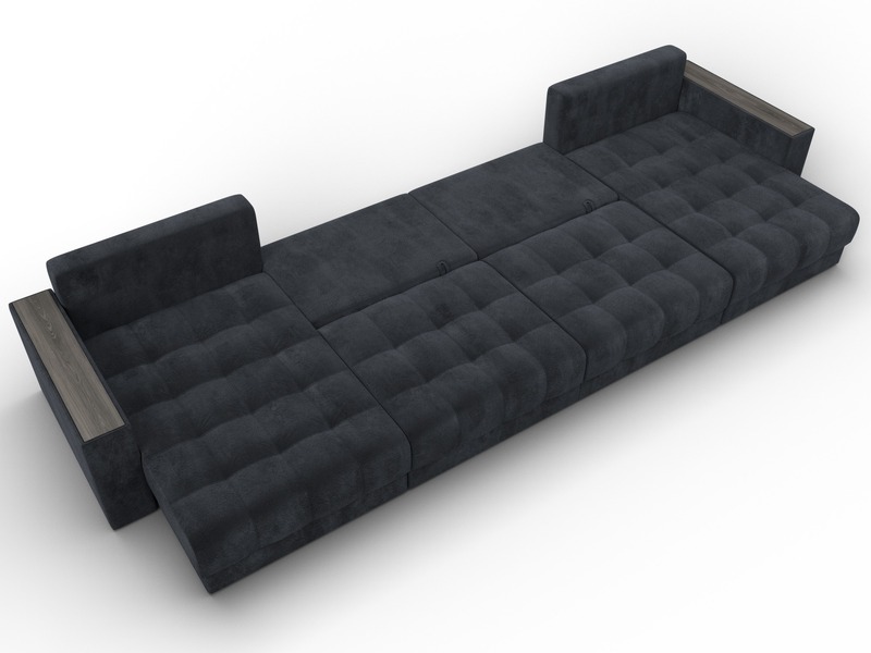 Диван П-образный с декором Лига-049 НПБ Лонг, Велюр, TOWER 11 темно-серый