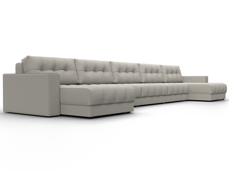 Диван П-образный с декором Лига-049 НПБ Мегалонг, Рогожка, Амур 02 бежевый