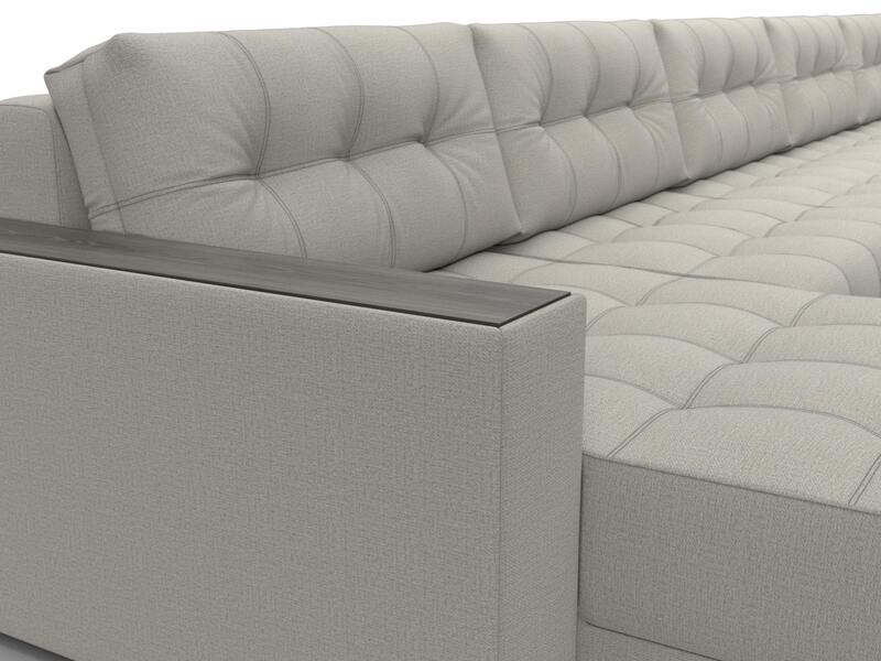 Диван П-образный с декором Лига-049 НПБ Мегалонг, Рогожка, Амур 02 бежевый