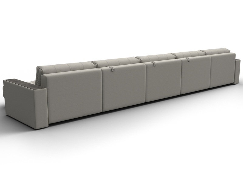 Диван П-образный с декором Лига-049 НПБ Мегалонг, Рогожка, Амур 02 бежевый