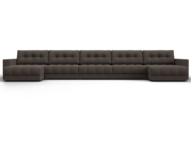 Диван П-образный с декором Лига-049 НПБ Мегалонг, Рогожка, Амур 05 коричневый