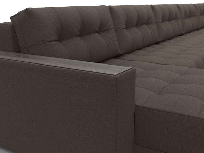 Диван П-образный с декором Лига-049 НПБ Мегалонг, Рогожка, Амур 05 коричневый