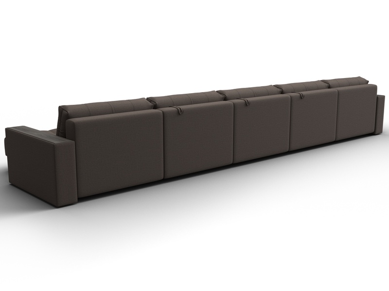 Диван П-образный с декором Лига-049 НПБ Мегалонг, Рогожка, Амур 05 коричневый