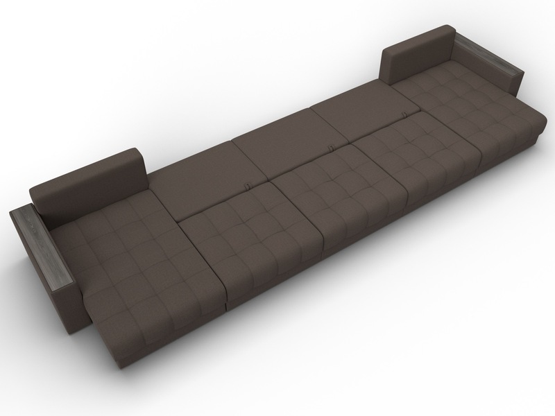 Диван П-образный с декором Лига-049 НПБ Мегалонг, Рогожка, Амур 05 коричневый