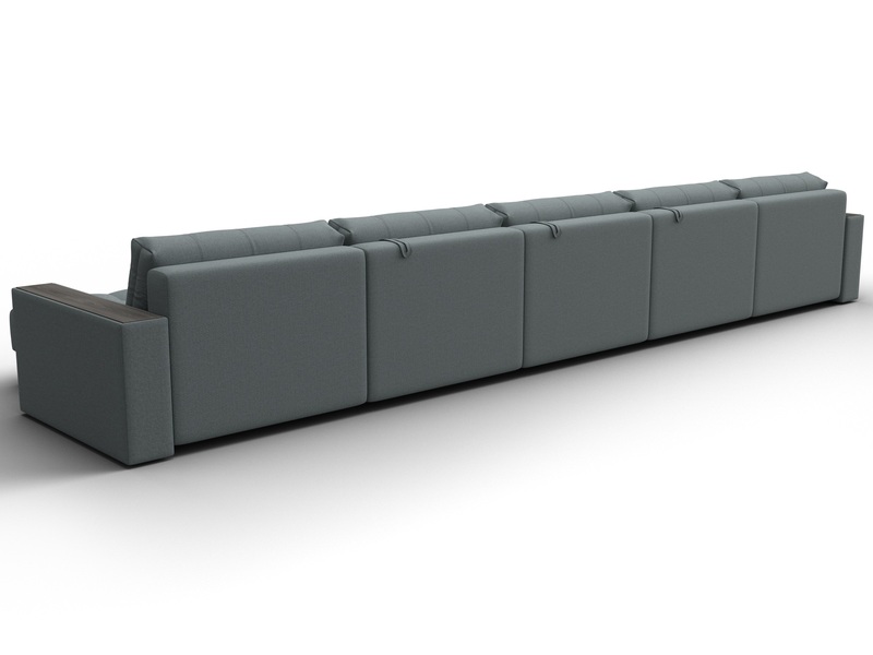 Диван П-образный с декором Лига-049 НПБ Мегалонг, Рогожка, Амур 07 серый