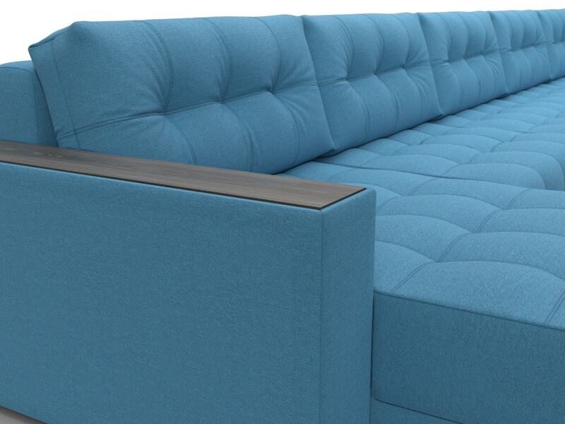 Диван П-образный с декором Лига-049 НПБ Мегалонг, Рогожка, Амур 10 голубой