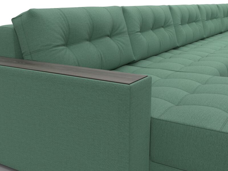 Диван П-образный с декором Лига-049 НПБ Мегалонг, Рогожка, Амур 11 зеленый