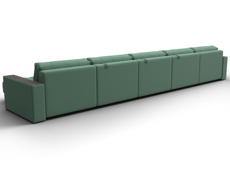 Диван П-образный с декором Лига-049 НПБ Мегалонг, Рогожка, Амур 11 зеленый