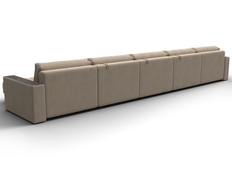 Диван П-образный с декором Лига-049 НПБ Мегалонг, Велюр, SEVEN 729 бежевый