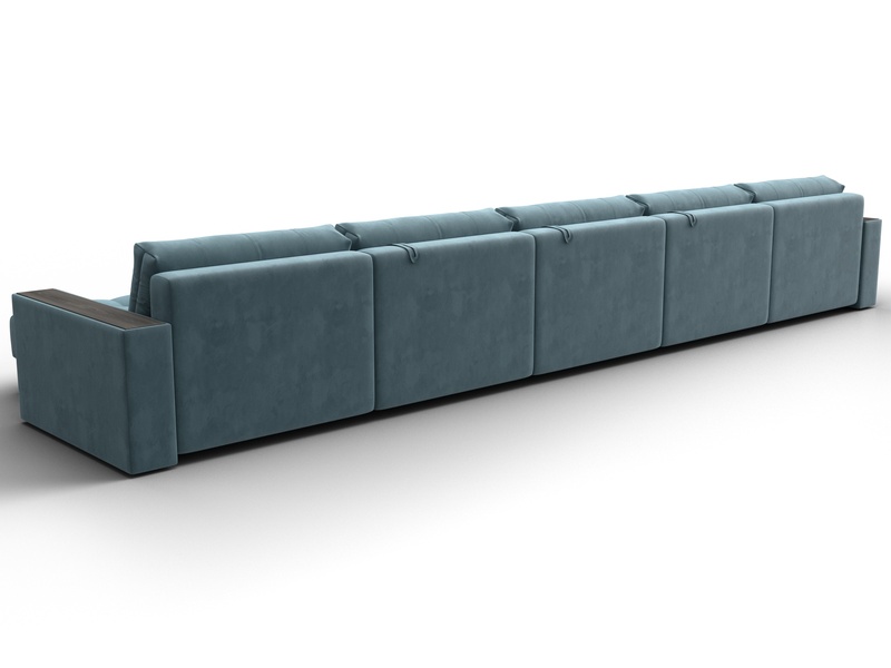 Диван П-образный с декором Лига-049 НПБ Мегалонг, Велюр, SEVEN 113 бирюзовый