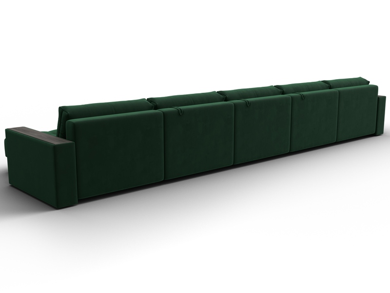 Диван П-образный с декором Лига-049 НПБ Мегалонг, Велюр, SEVEN 626 зеленый