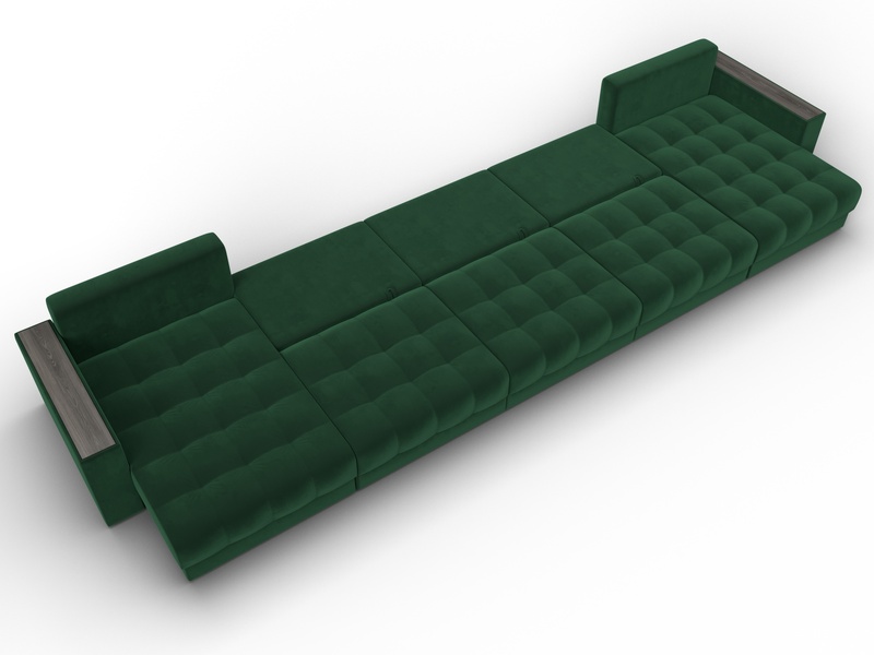 Диван П-образный с декором Лига-049 НПБ Мегалонг, Велюр, SEVEN 626 зеленый