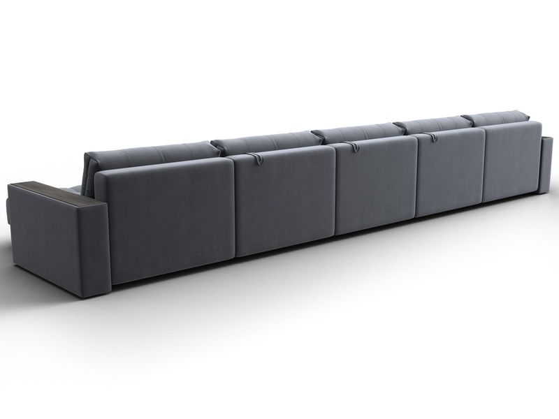 Диван П-образный с декором Лига-049 НПБ Мегалонг, Велюр, SEVEN 17 серый