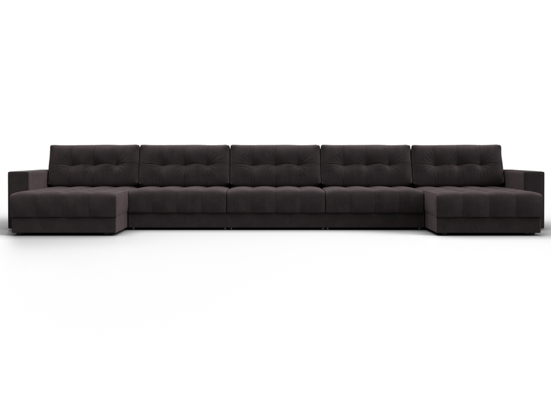 Диван П-образный с декором Лига-049 НПБ Мегалонг, Велюр, SEVEN 727 коричневый