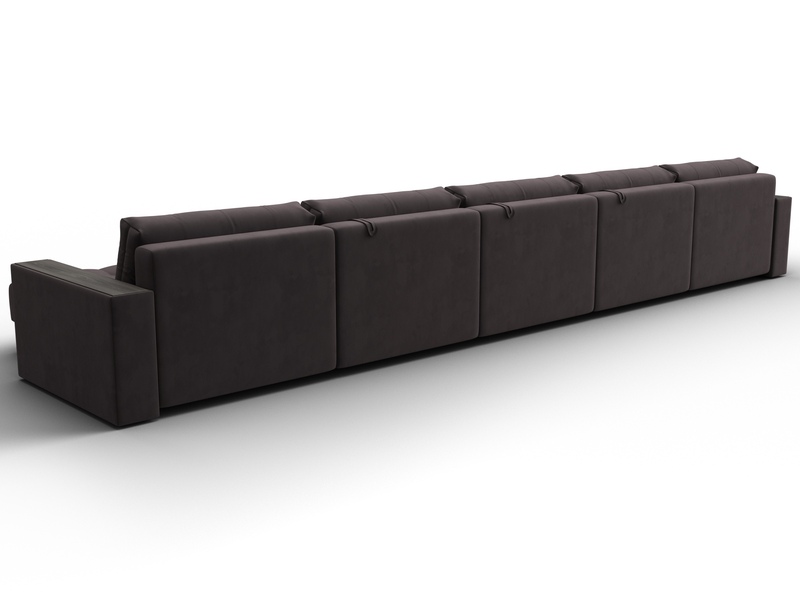 Диван П-образный с декором Лига-049 НПБ Мегалонг, Велюр, SEVEN 727 коричневый