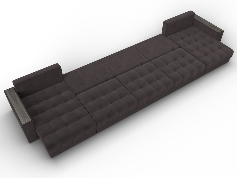 Диван П-образный с декором Лига-049 НПБ Мегалонг, Велюр, SEVEN 727 коричневый