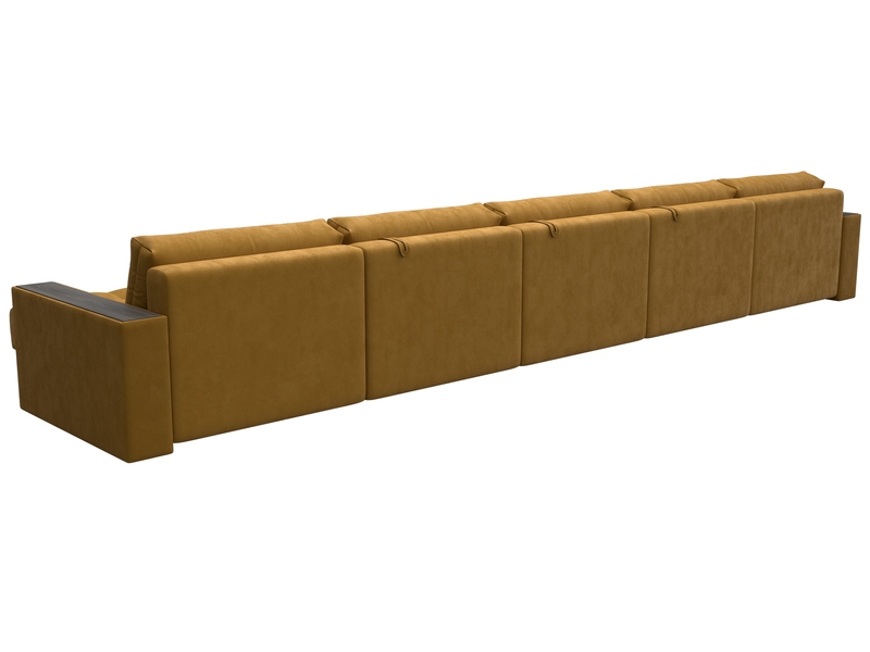 Диван П-образный с декором Лига-049 НПБ Мегалонг, Велюр, BRUT 10 желтый