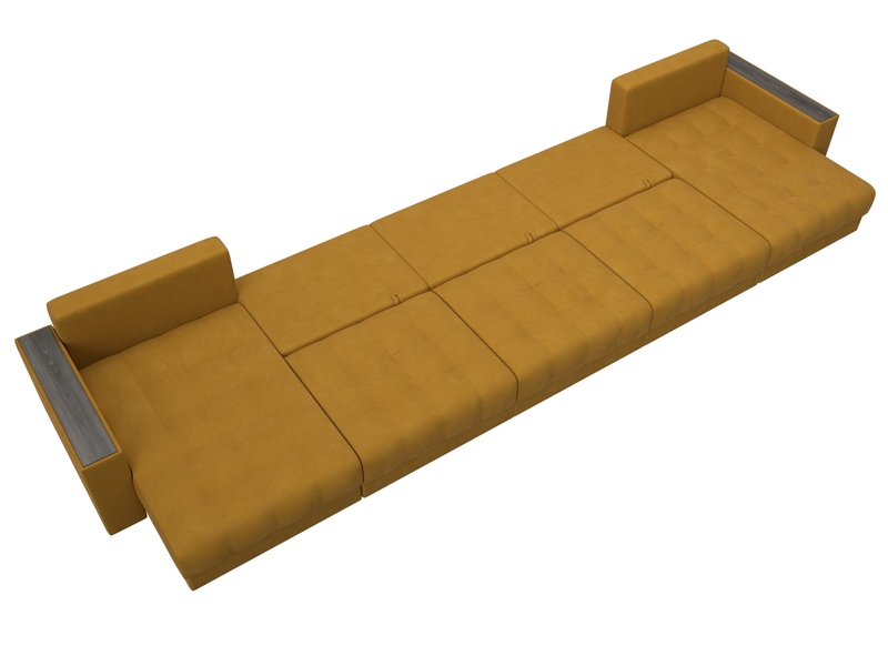 Диван П-образный с декором Лига-049 НПБ Мегалонг, Велюр, BRUT 10 желтый