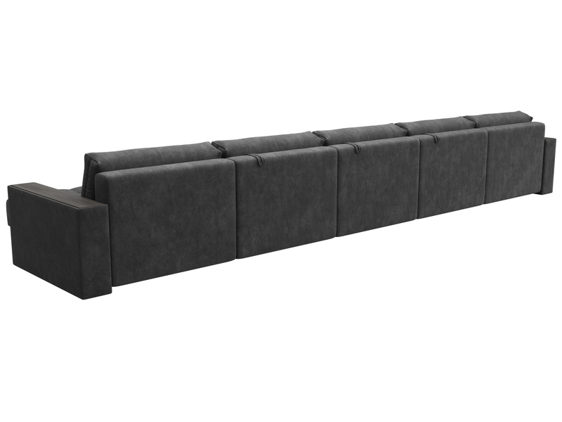 Диван П-образный с декором Лига-049 НПБ Мегалонг, Велюр, BRUT 16 темно-серый