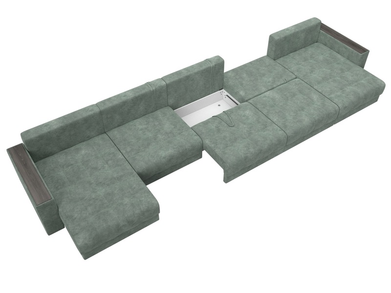 Диван П-образный с декором Лига-049 НПБ Мегалонг, Велюр, BRUT 08 зеленый