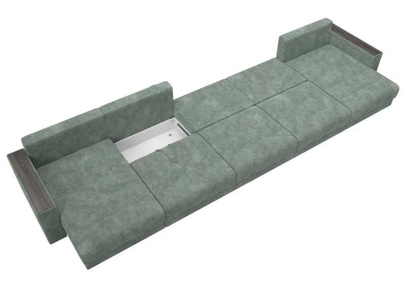 Диван П-образный с декором Лига-049 НПБ Мегалонг, Велюр, BRUT 08 зеленый
