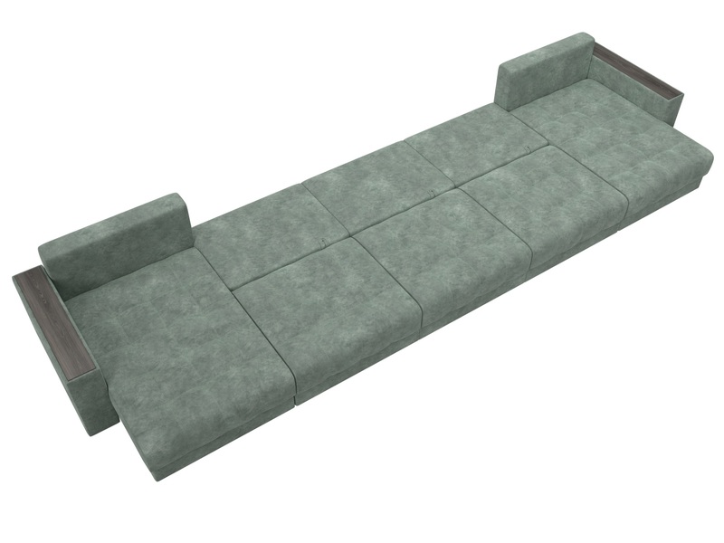Диван П-образный с декором Лига-049 НПБ Мегалонг, Велюр, BRUT 08 зеленый