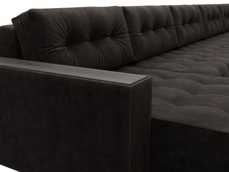 Диван П-образный с декором Лига-049 НПБ Мегалонг, Велюр, BRUT 17 коричневый