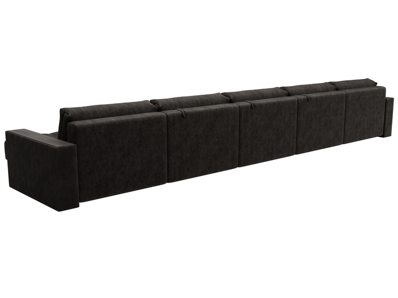 Диван П-образный с декором Лига-049 НПБ Мегалонг, Велюр, BRUT 17 коричневый