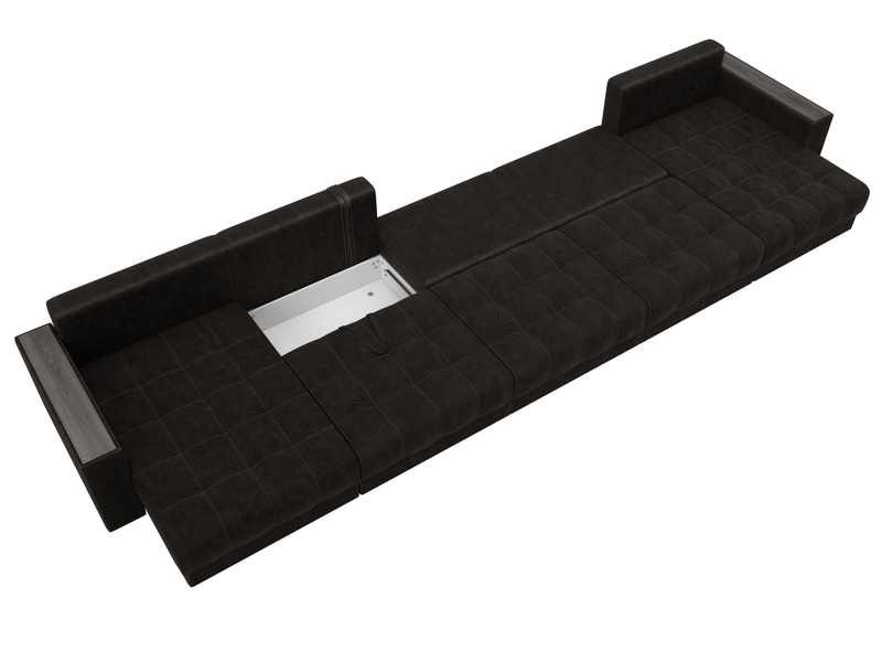 Диван П-образный с декором Лига-049 НПБ Мегалонг, Велюр, BRUT 17 коричневый