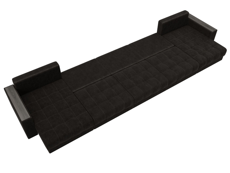 Диван П-образный с декором Лига-049 НПБ Мегалонг, Велюр, BRUT 17 коричневый