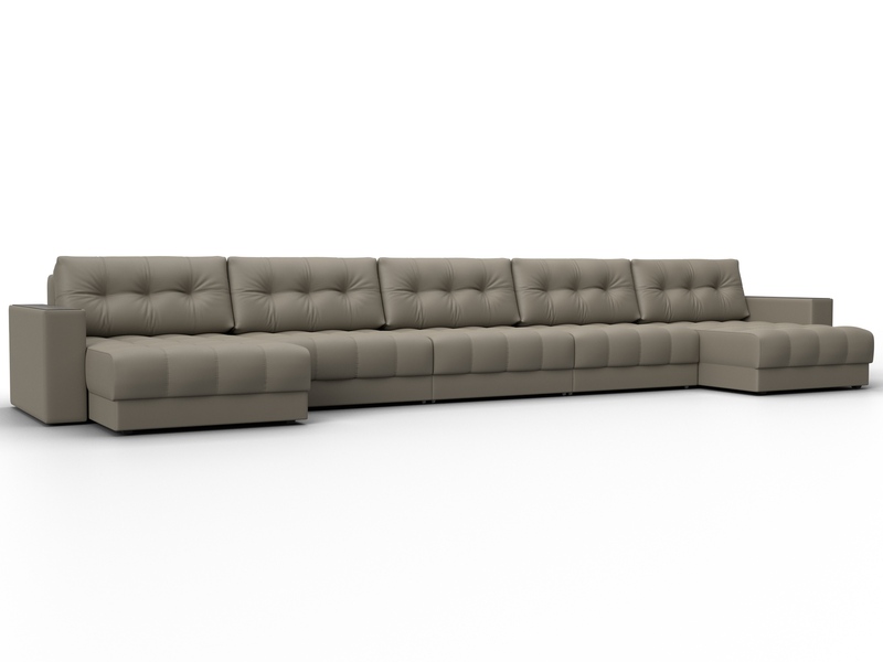 Диван П-образный с декором Лига-049 НПБ Мегалонг, Экокожа, GRIFON 04 бежевый