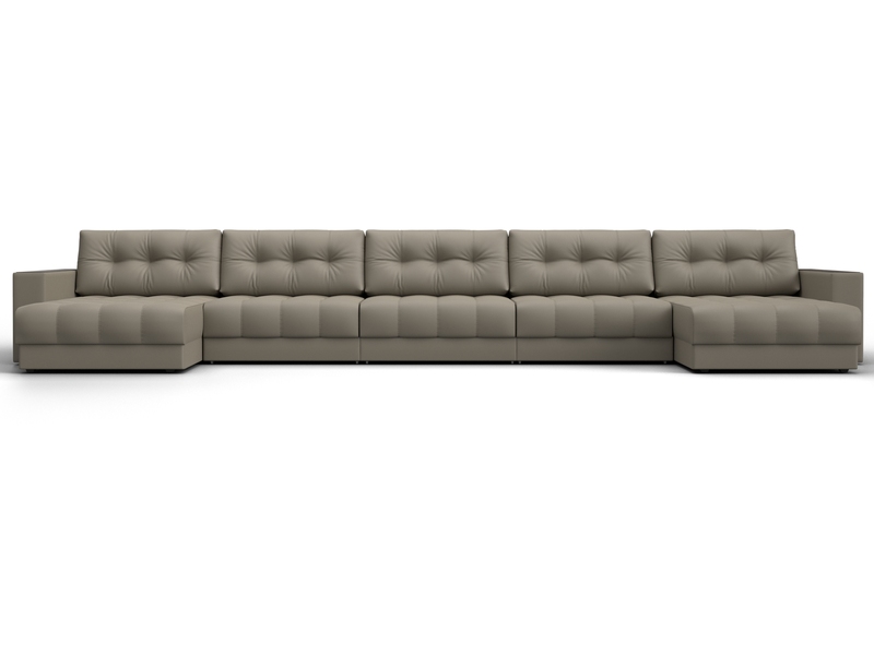 Диван П-образный с декором Лига-049 НПБ Мегалонг, Экокожа, GRIFON 04 бежевый