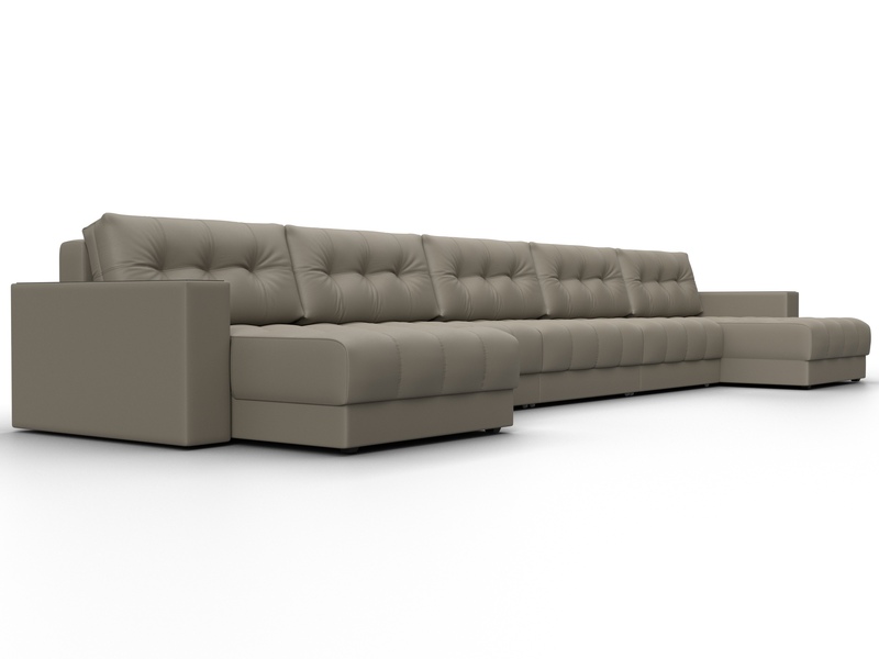 Диван П-образный с декором Лига-049 НПБ Мегалонг, Экокожа, GRIFON 04 бежевый