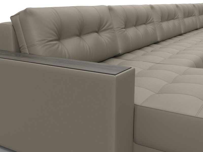 Диван П-образный с декором Лига-049 НПБ Мегалонг, Экокожа, GRIFON 04 бежевый