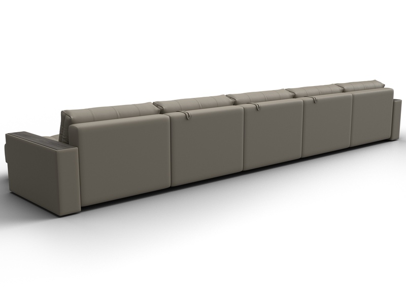 Диван П-образный с декором Лига-049 НПБ Мегалонг, Экокожа, GRIFON 04 бежевый