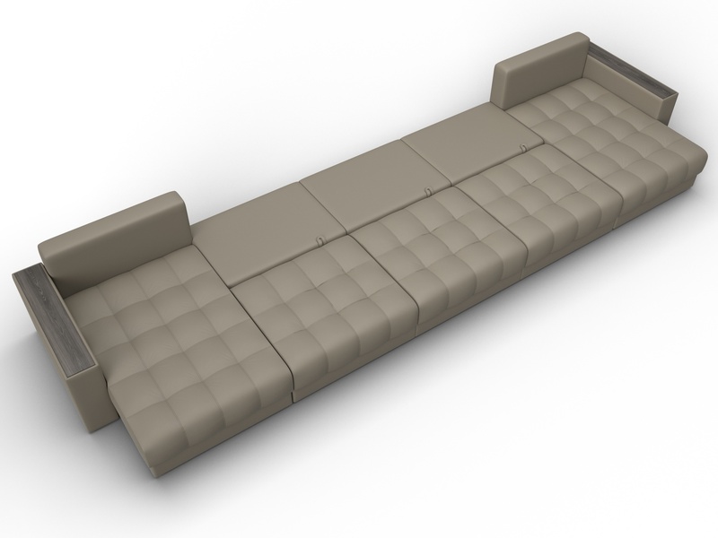 Диван П-образный с декором Лига-049 НПБ Мегалонг, Экокожа, GRIFON 04 бежевый