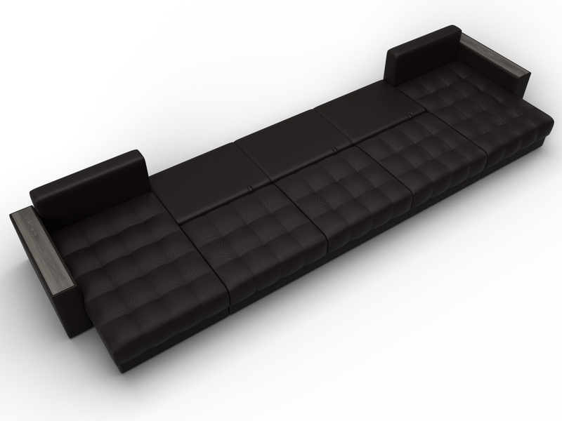 Диван П-образный с декором Лига-049 НПБ Мегалонг, Экокожа, GRIFON 12 коричневый