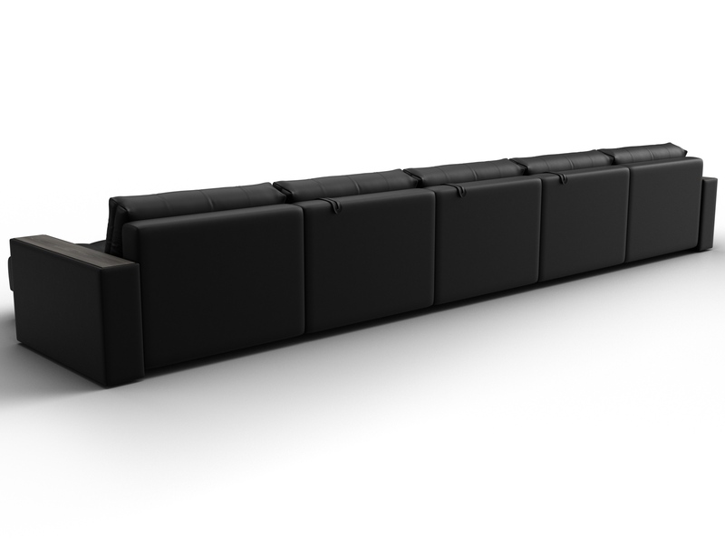 Диван П-образный с декором Лига-049 НПБ Мегалонг, Экокожа, GRIFON 18 черный