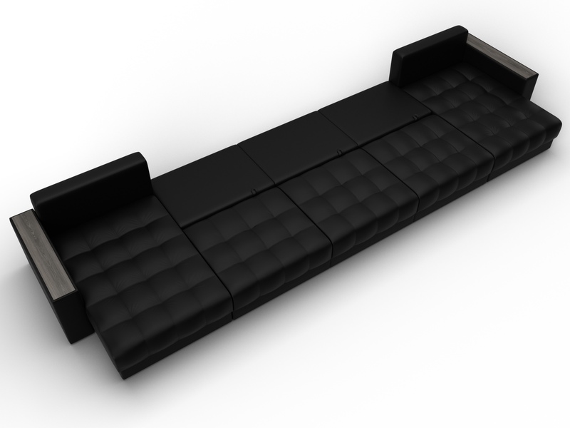 Диван П-образный с декором Лига-049 НПБ Мегалонг, Экокожа, GRIFON 18 черный