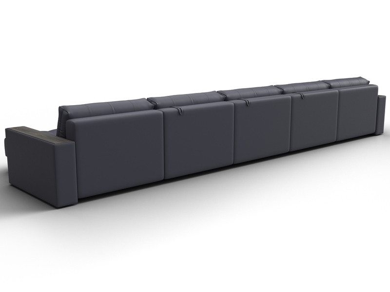 Диван П-образный с декором Лига-049 НПБ Мегалонг, Экокожа, GRIFON 15 серый