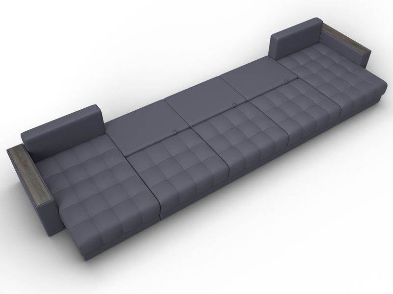 Диван П-образный с декором Лига-049 НПБ Мегалонг, Экокожа, GRIFON 15 серый