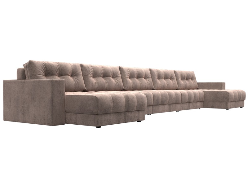 Диван П-образный с декором Лига-049 НПБ Мегалонг, Велюр, TOWER 05 бежевый