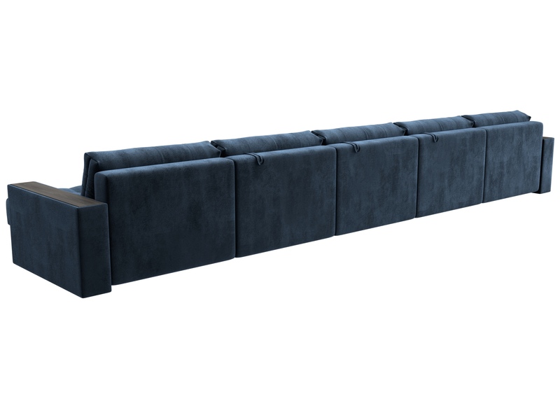 Диван П-образный с декором Лига-049 НПБ Мегалонг, Велюр, TOWER 13 синий