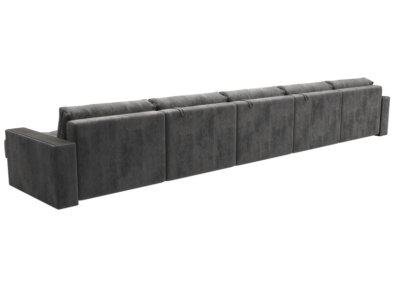 Диван П-образный с декором Лига-049 НПБ Мегалонг, Велюр, TOWER 10 серый